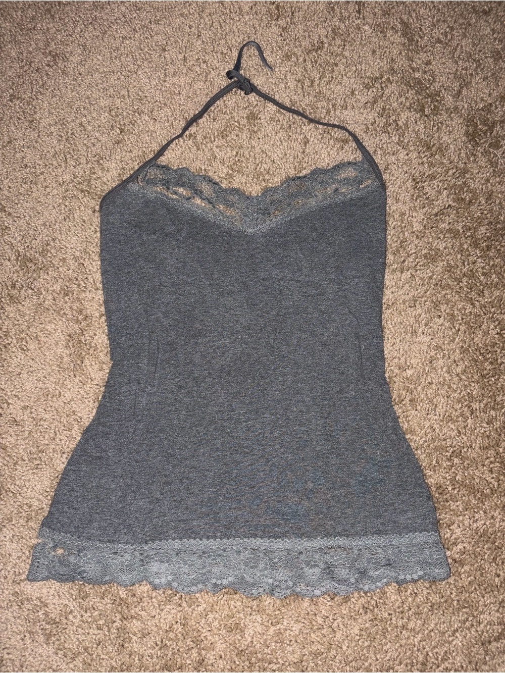 y2k express gray halter top lace camisole